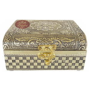 Antique Flower Designed, Slope Shaped, Wooden Handmade Gift Box (5x5x2)